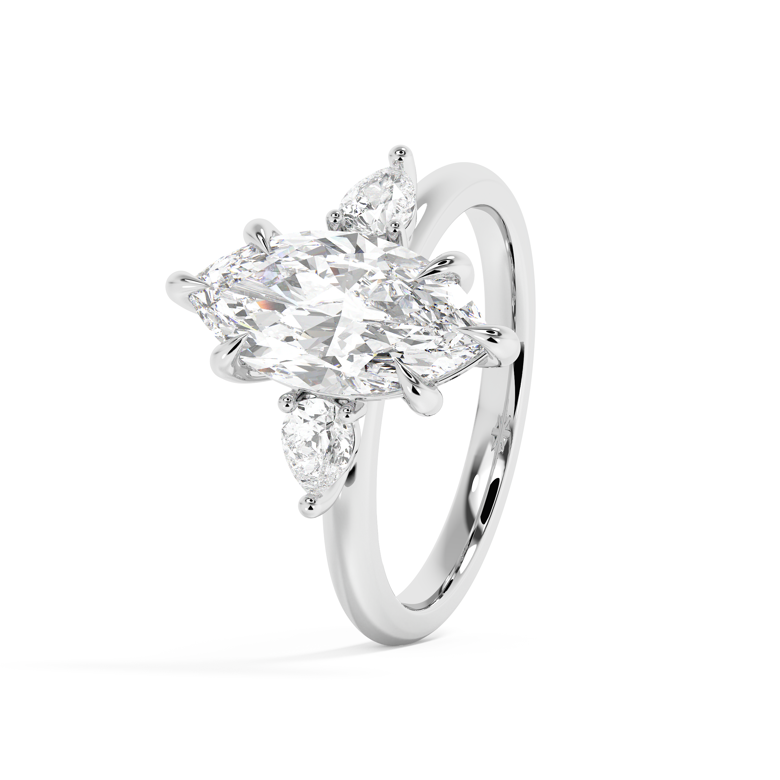 Marquise Three Stone Lab Grown Diamond Engagement Ring