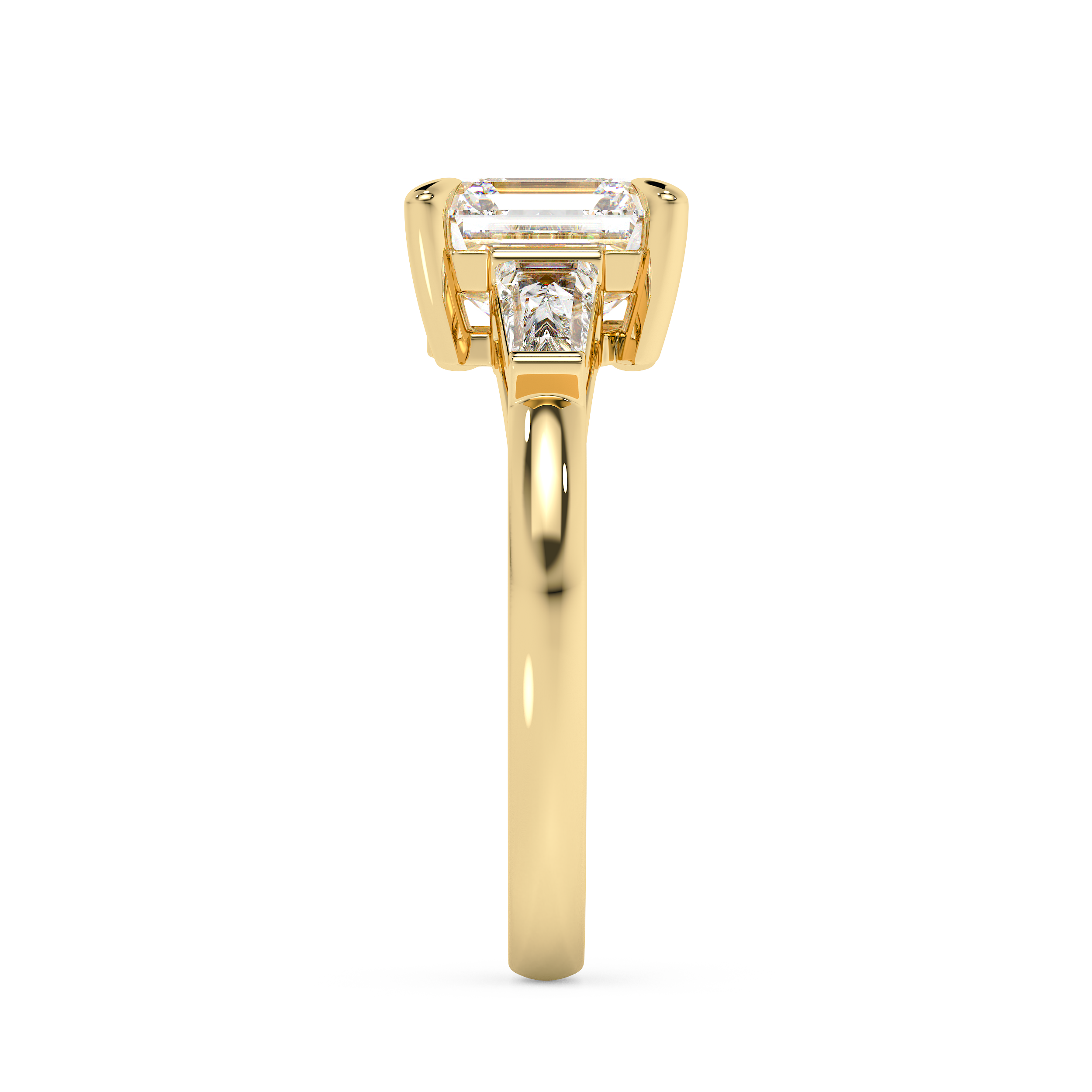 Asscher Three Stone Lab Grown Diamond Engagement Ring