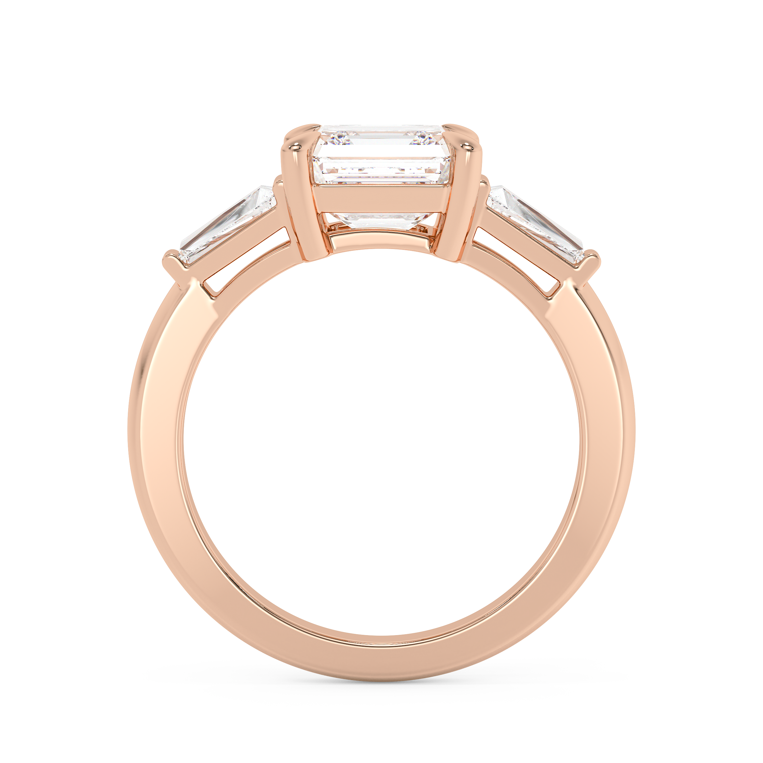 Asscher Three Stone Lab Grown Diamond Engagement Ring