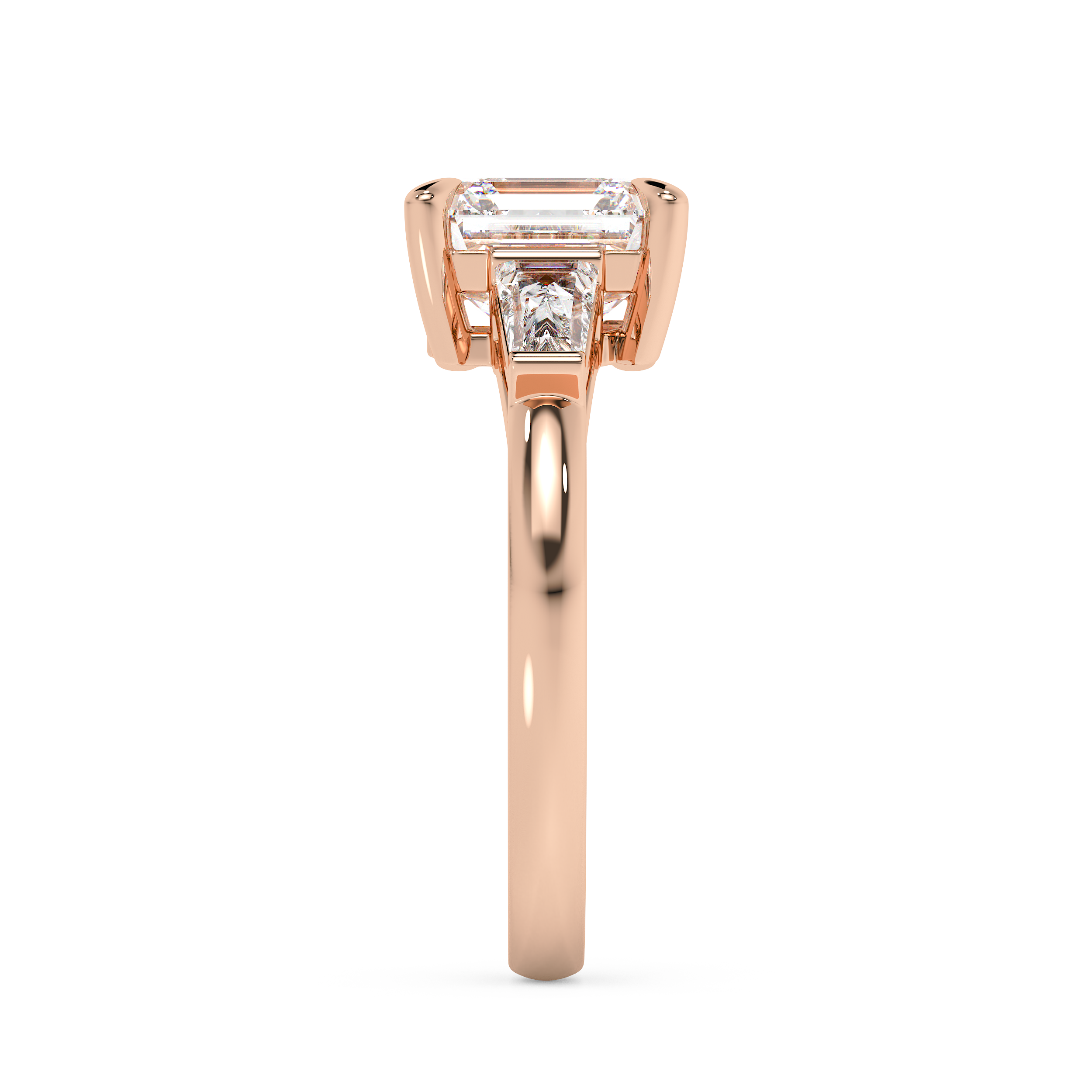 Asscher Three Stone Lab Grown Diamond Engagement Ring