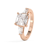 Asscher Three Stone Lab Grown Diamond Engagement Ring