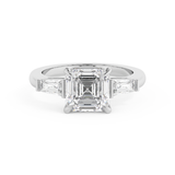 Asscher Three Stone Lab Grown Diamond Engagement Ring