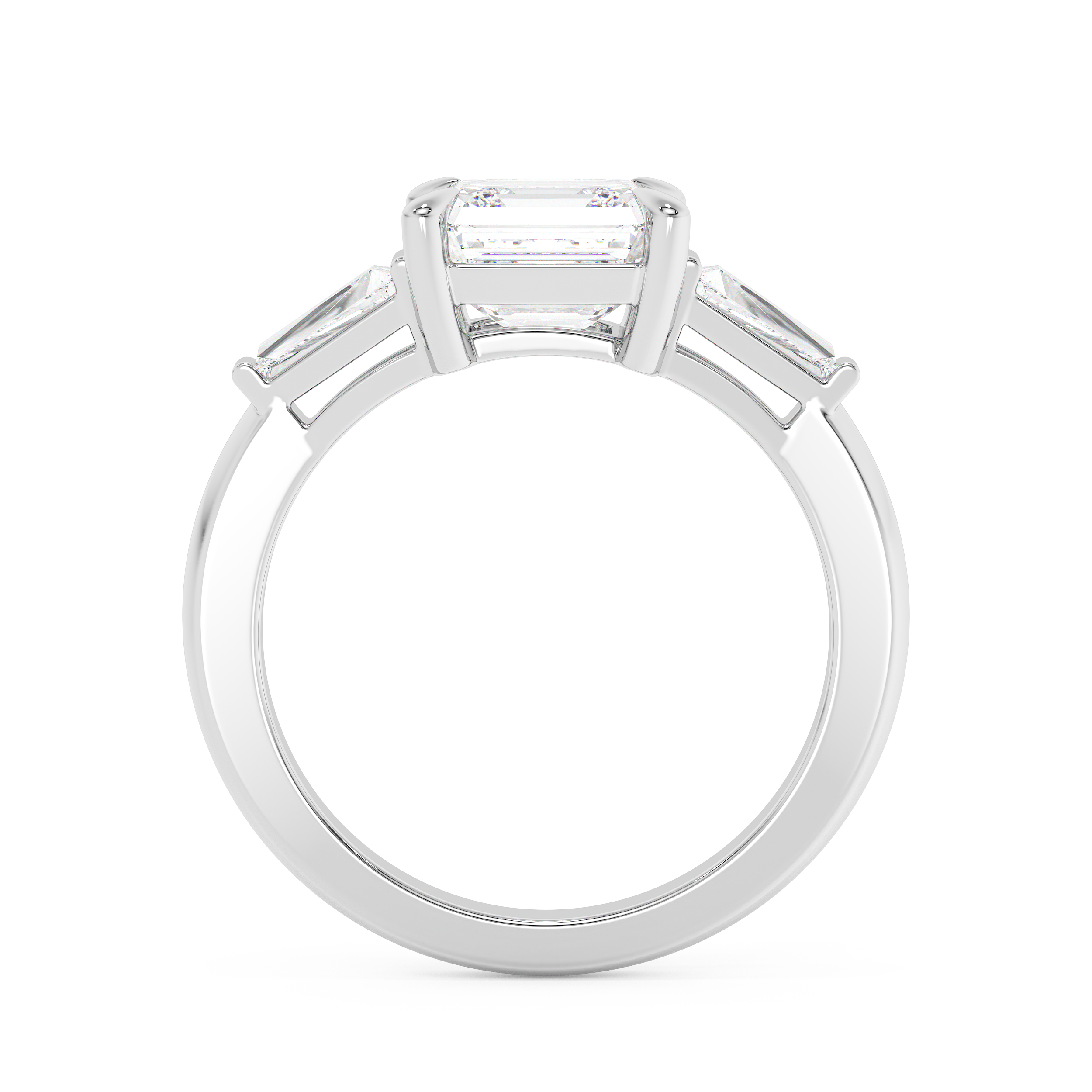 Asscher Three Stone Lab Grown Diamond Engagement Ring