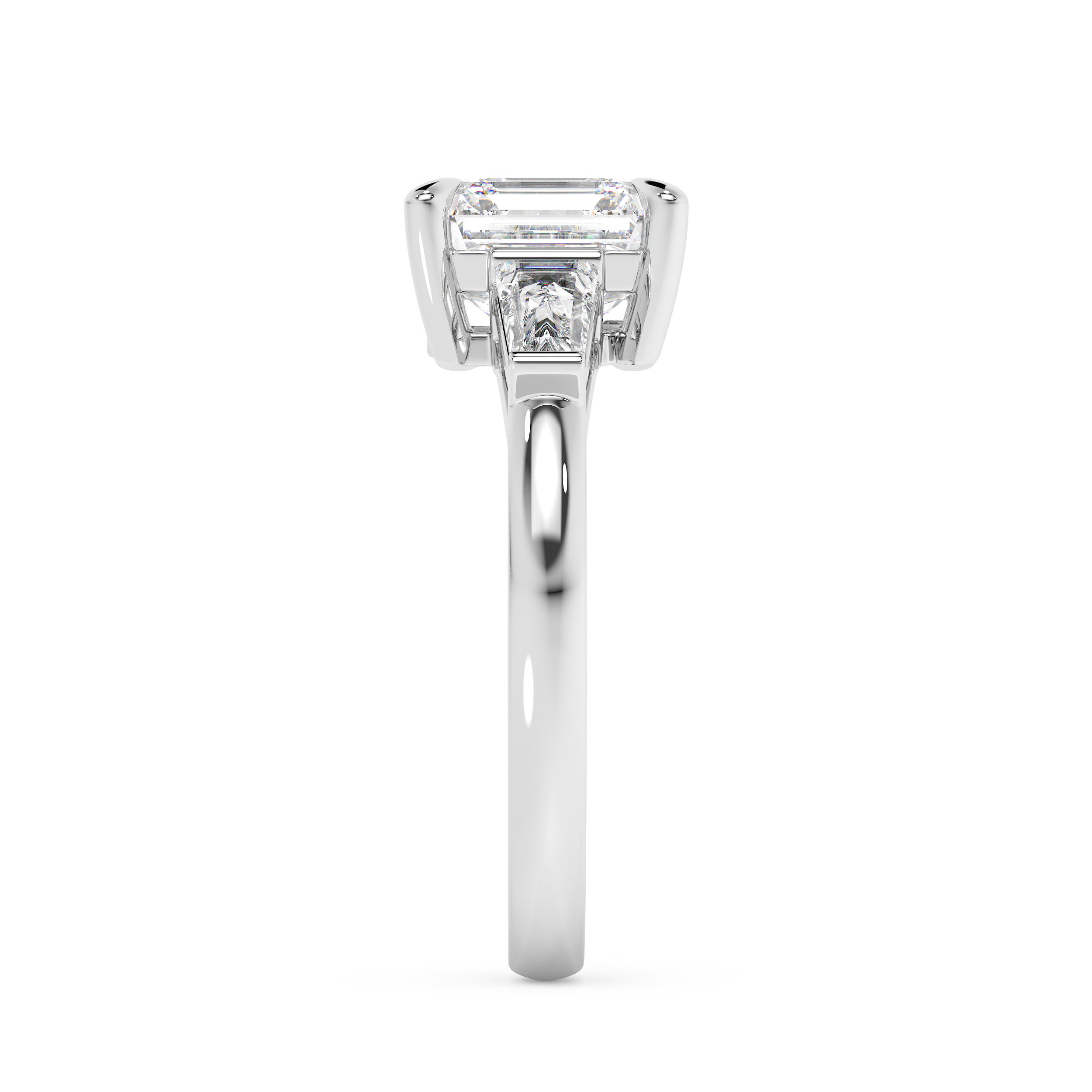 Asscher Three Stone Lab Grown Diamond Engagement Ring