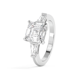 Asscher Three Stone Lab Grown Diamond Engagement Ring