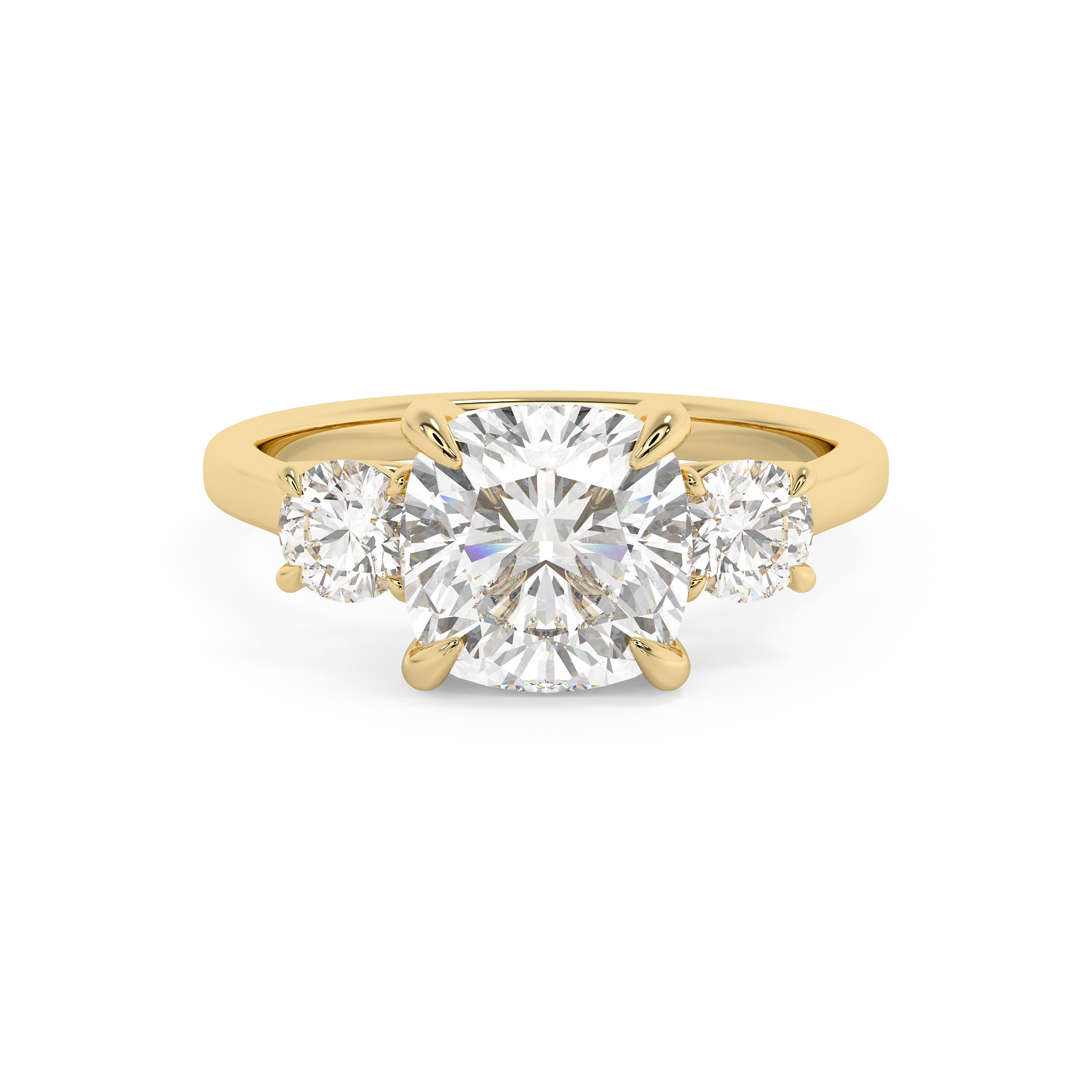Cushion Three Stone Lab Grown Diamond Engagement Ring