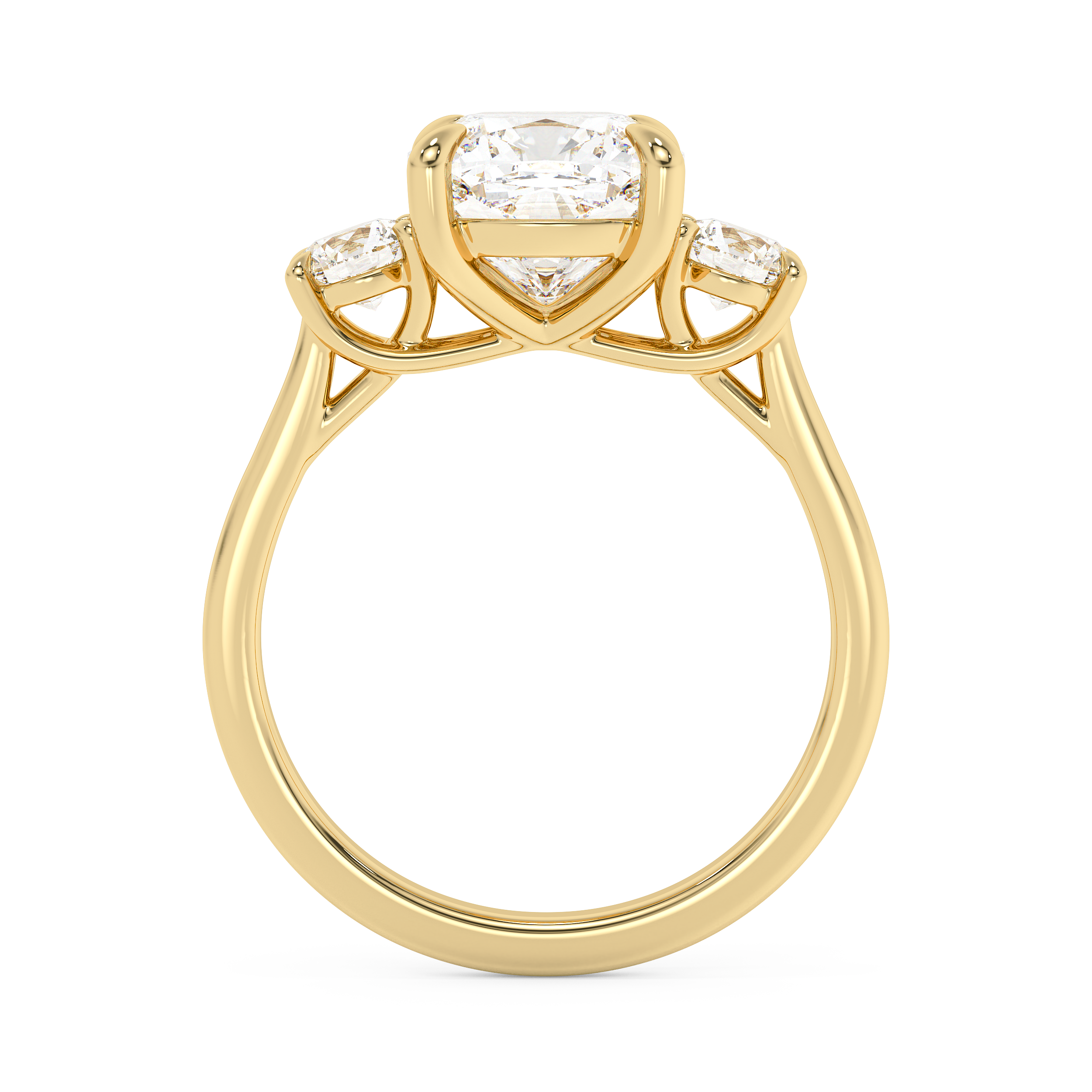 Cushion Three Stone Lab Grown Diamond Engagement Ring