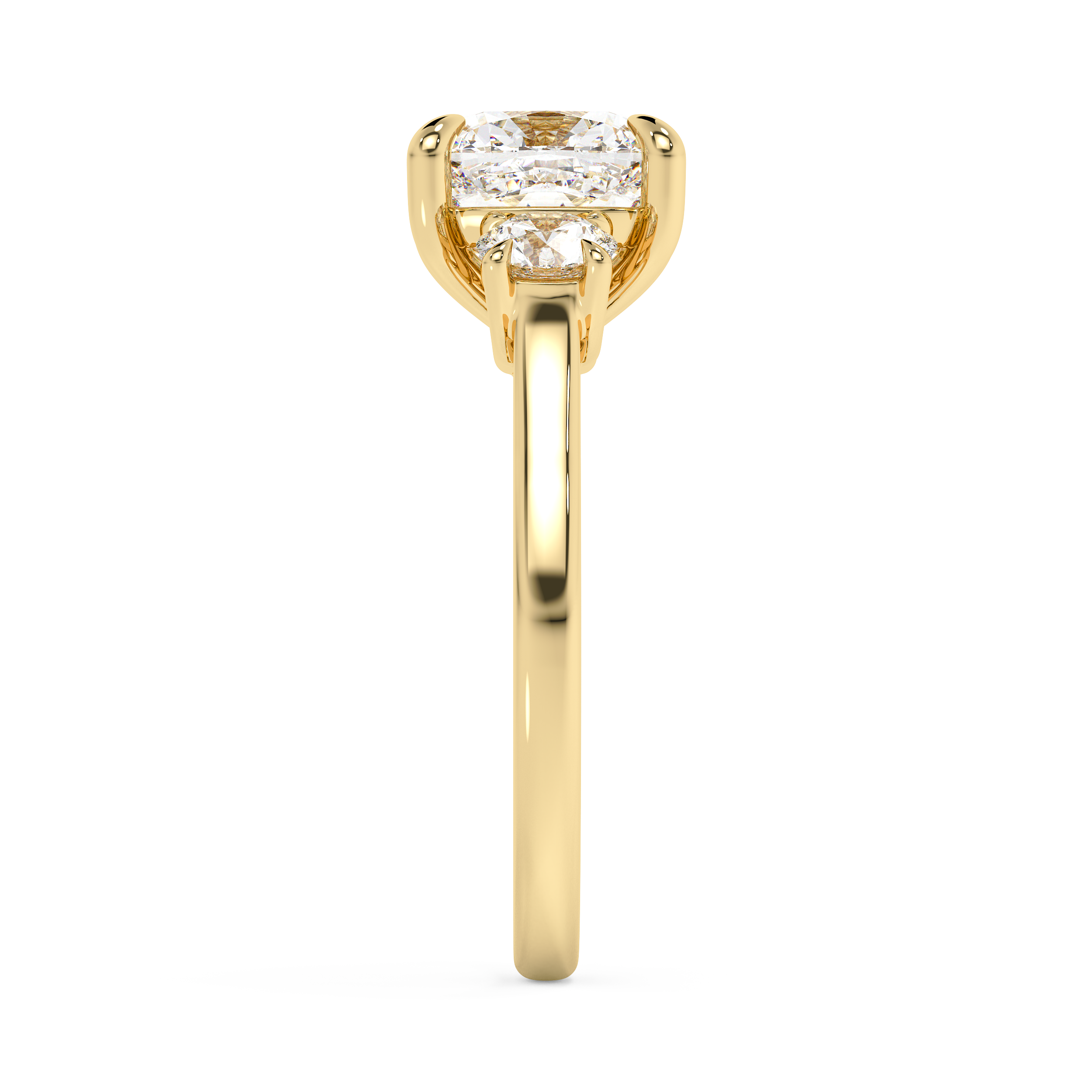 Cushion Three Stone Lab Grown Diamond Engagement Ring