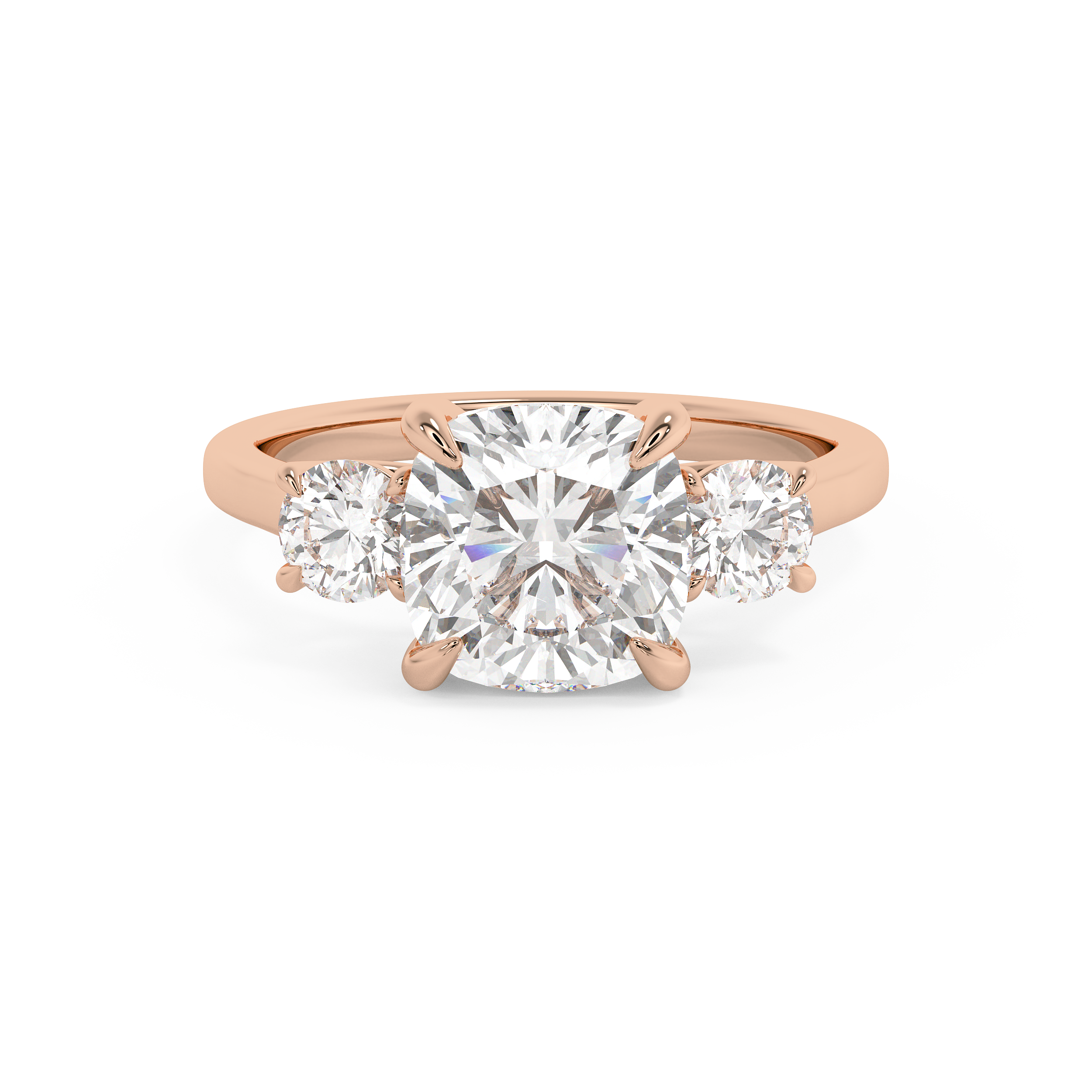 Cushion Three Stone Lab Grown Diamond Engagement Ring