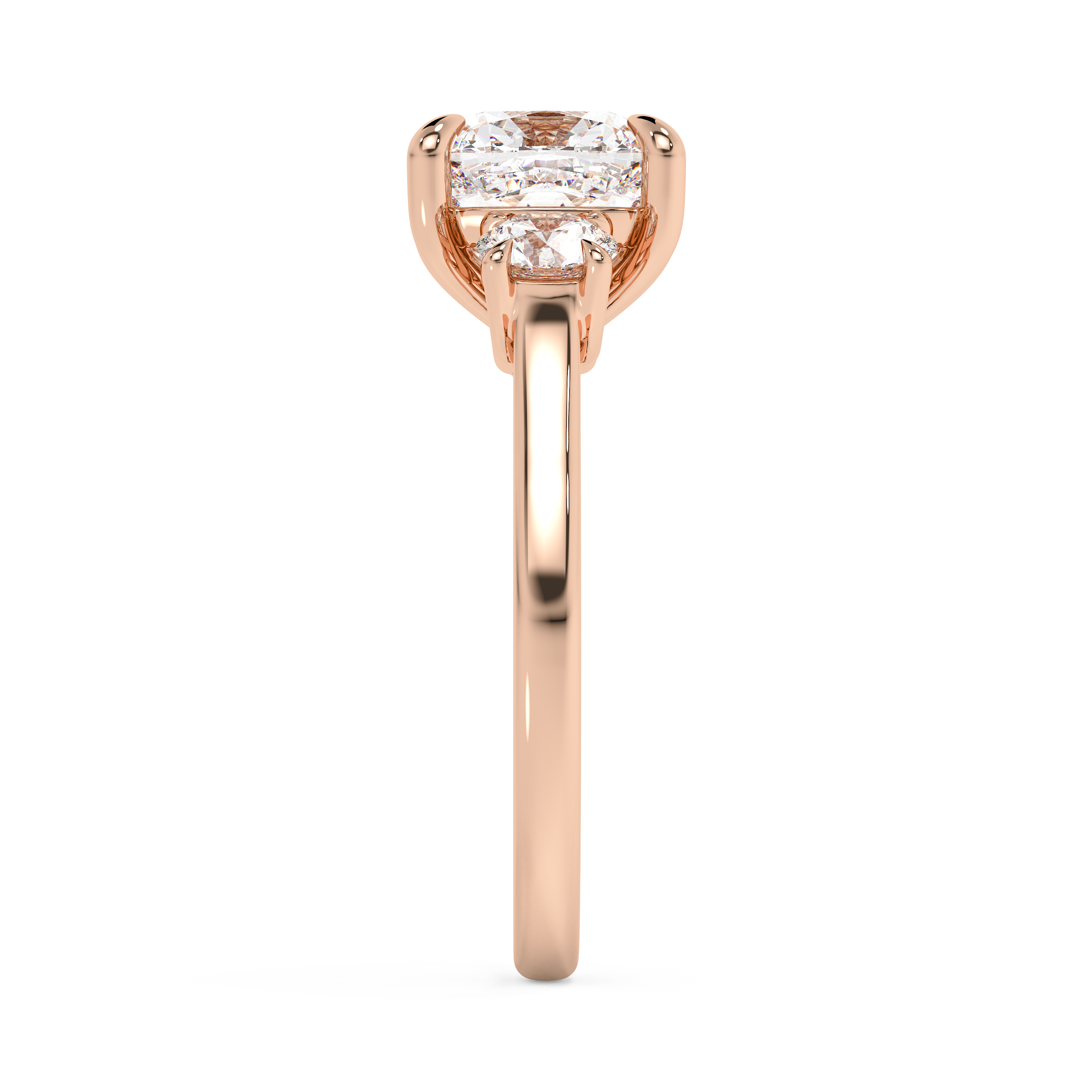 Cushion Three Stone Lab Grown Diamond Engagement Ring
