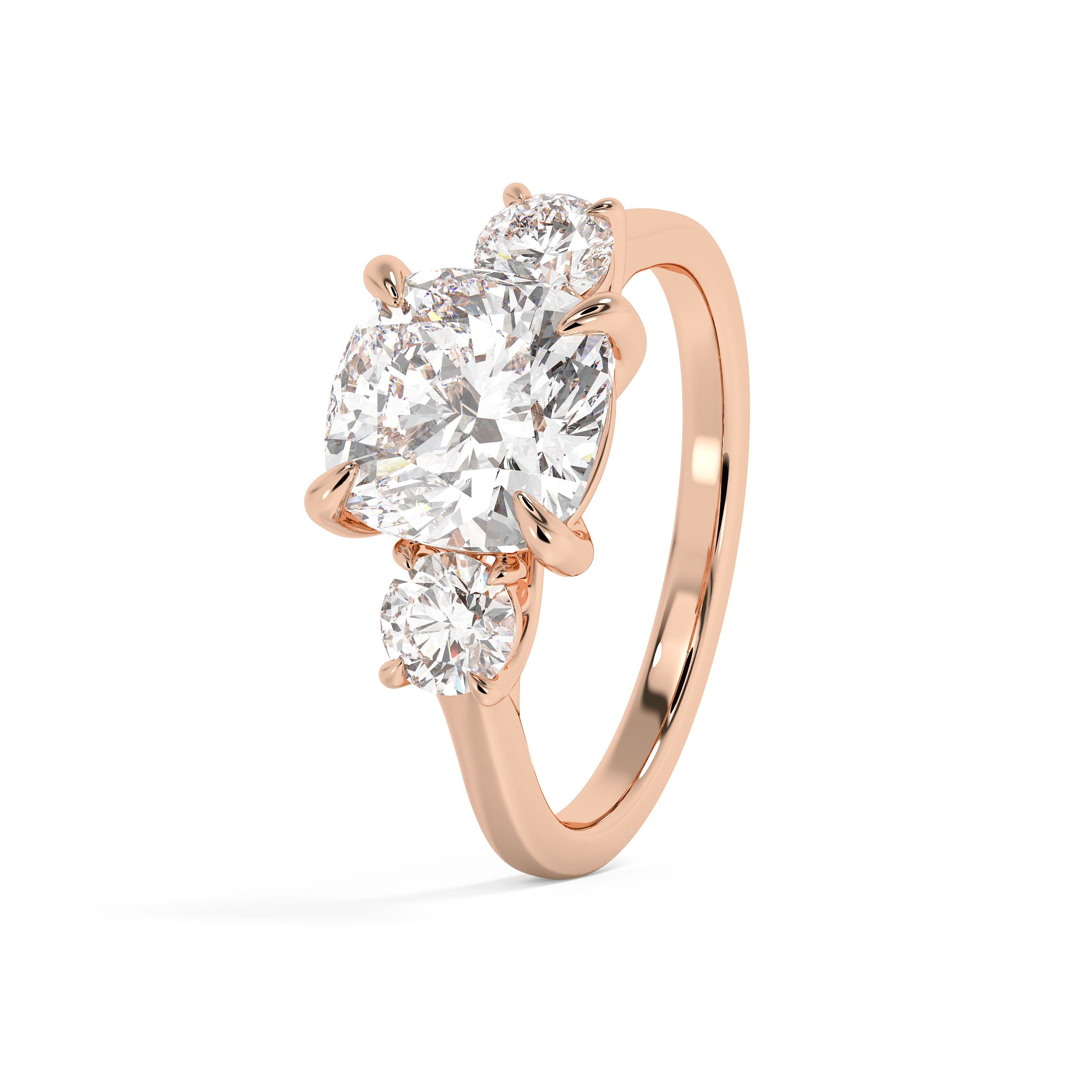Cushion Three Stone Lab Grown Diamond Engagement Ring