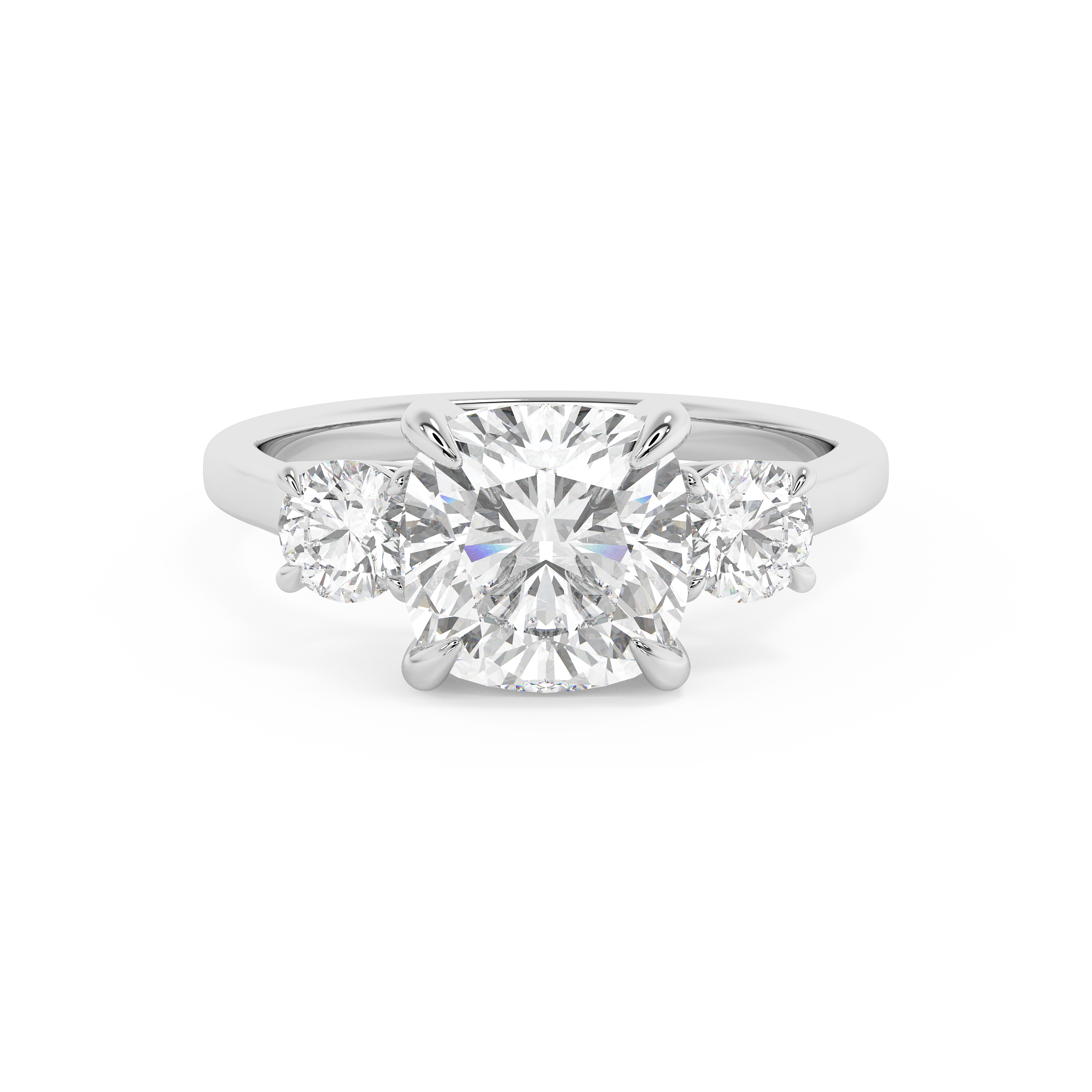 Cushion Three Stone Lab Grown Diamond Engagement Ring