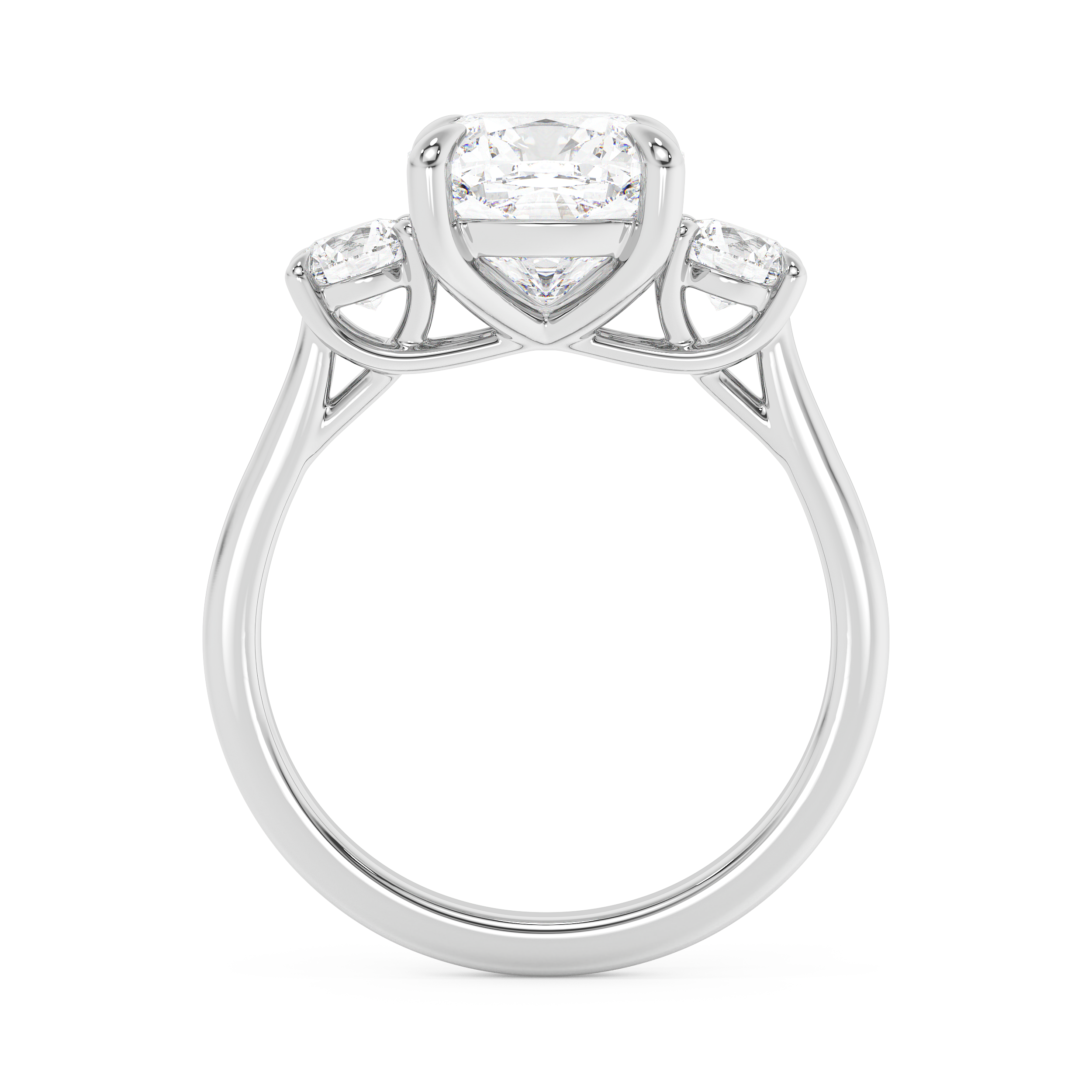 Cushion Three Stone Lab Grown Diamond Engagement Ring