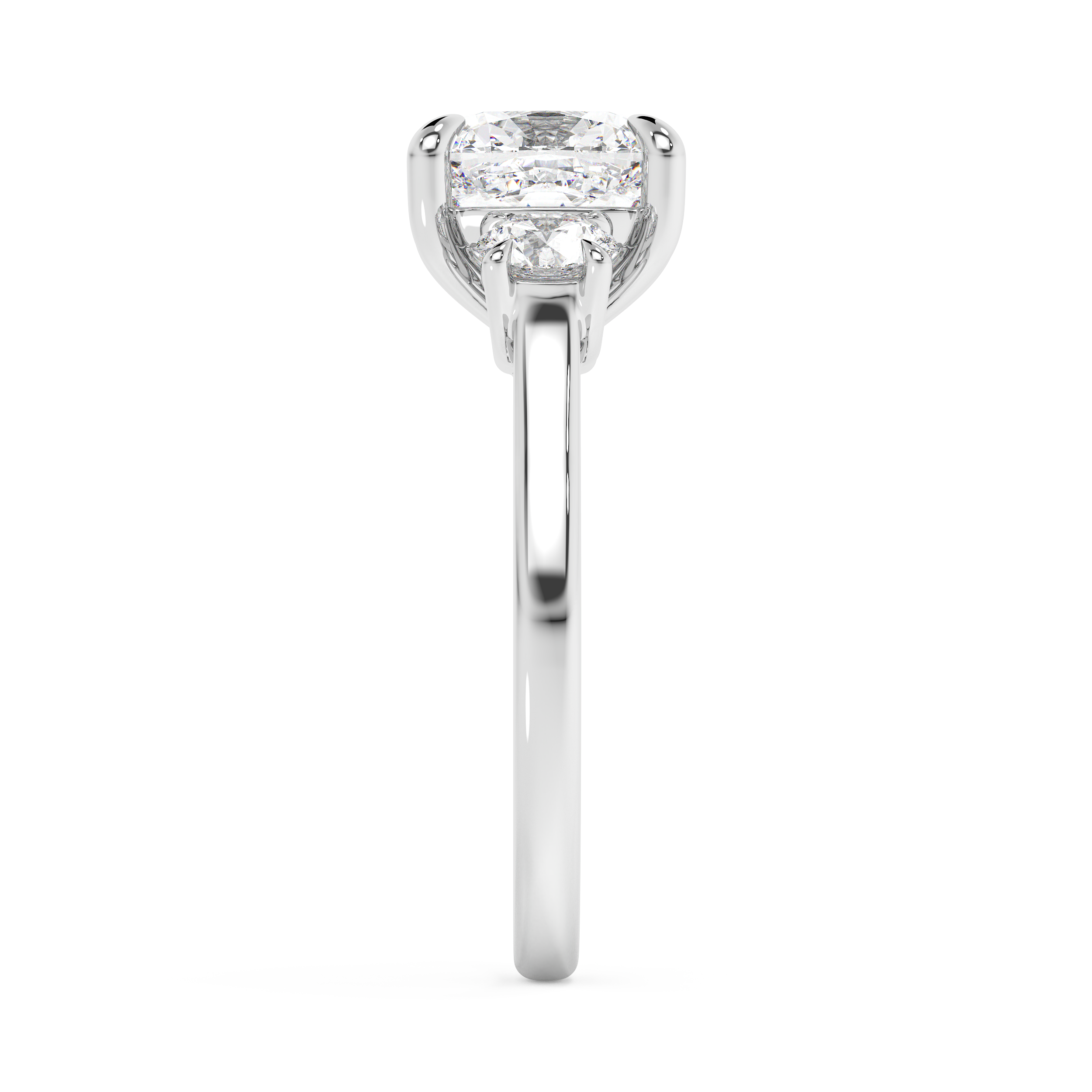 Cushion Three Stone Lab Grown Diamond Engagement Ring