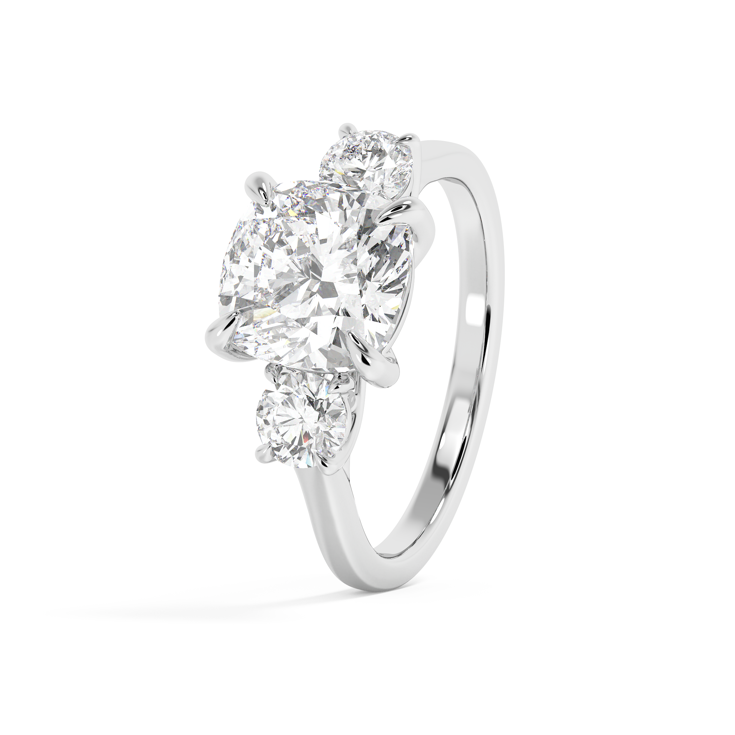 Cushion Three Stone Lab Grown Diamond Engagement Ring