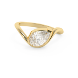 Pear Solitaire Half Bezel Waved Lab Grown Diamond Engagement Ring
