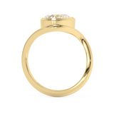 Pear Solitaire Half Bezel Waved Lab Grown Diamond Engagement Ring