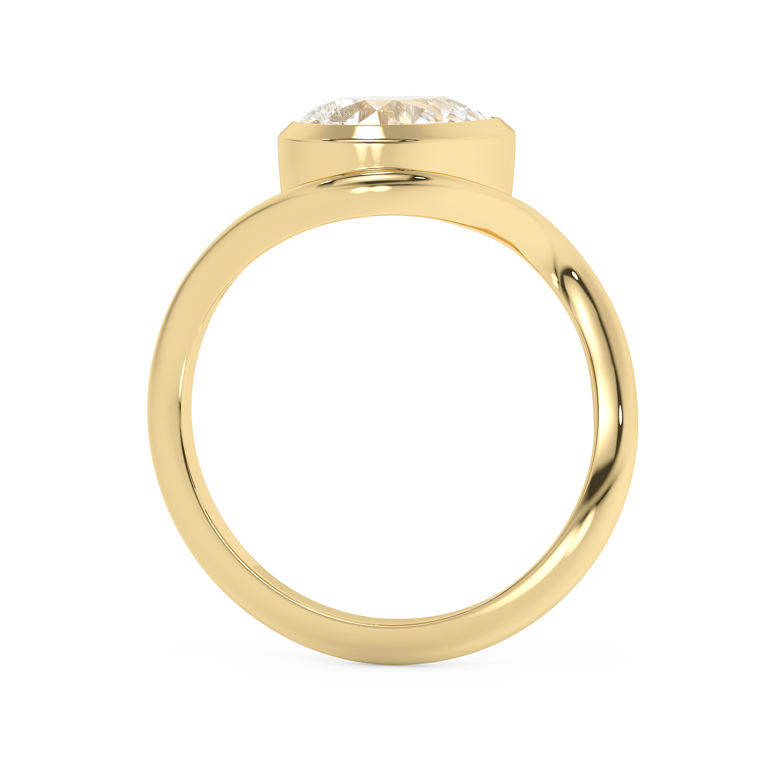 Pear Solitaire Half Bezel Waved Lab Grown Diamond Engagement Ring