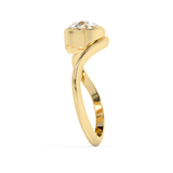 Pear Solitaire Half Bezel Waved Lab Grown Diamond Engagement Ring