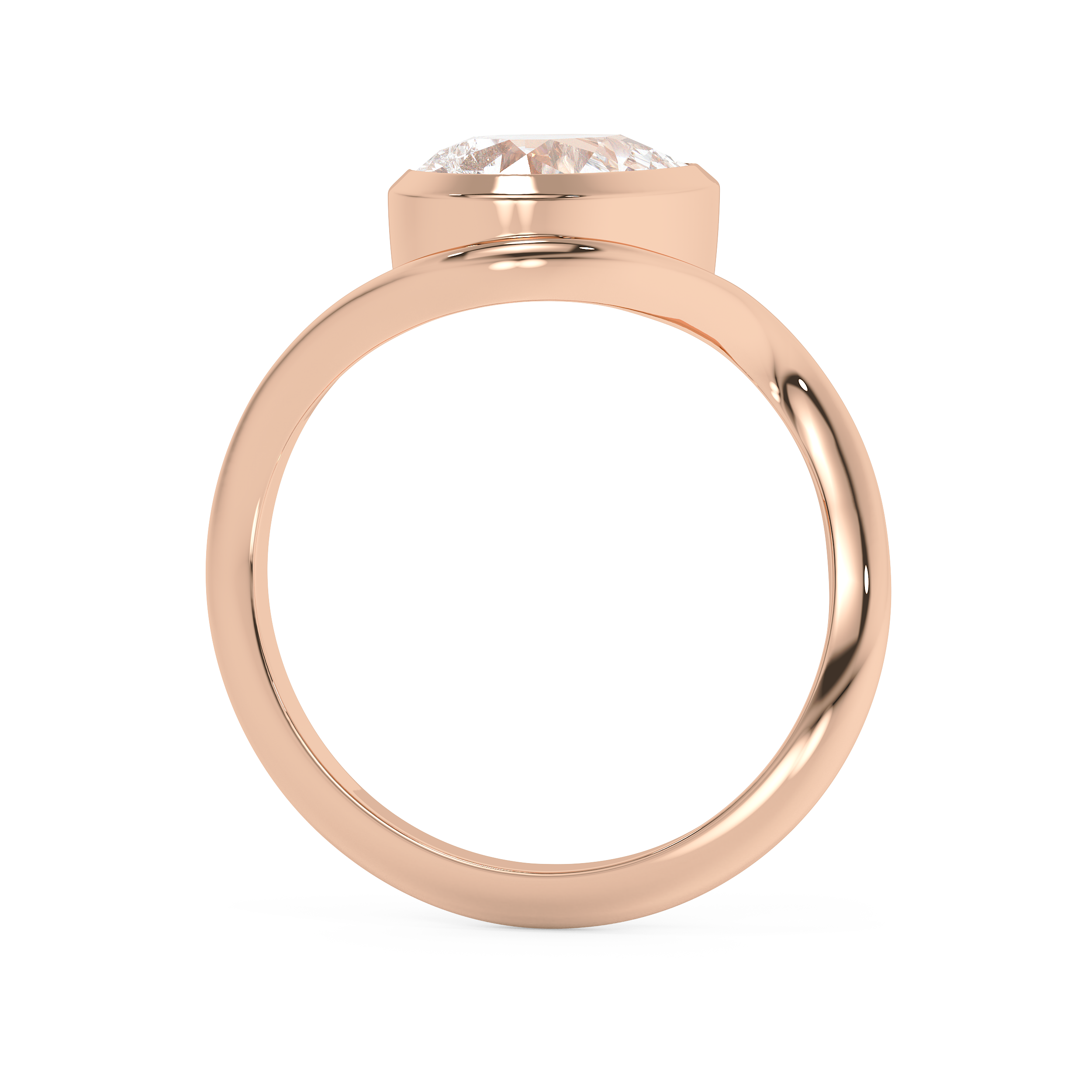 Pear Solitaire Half Bezel Waved Lab Grown Diamond Engagement Ring