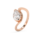 Pear Solitaire Half Bezel Waved Lab Grown Diamond Engagement Ring