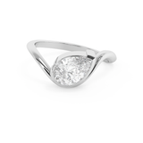Pear Solitaire Half Bezel Waved Lab Grown Diamond Engagement Ring