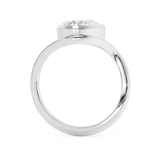 Pear Solitaire Half Bezel Waved Lab Grown Diamond Engagement Ring