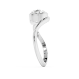 Pear Solitaire Half Bezel Waved Lab Grown Diamond Engagement Ring