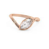 Marquise Solitaire Half Bezel Waved Lab Grown Diamond Engagement Ring