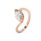 Marquise Solitaire Half Bezel Waved Lab Grown Diamond Engagement Ring
