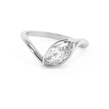 Marquise Solitaire Half Bezel Waved Lab Grown Diamond Engagement Ring