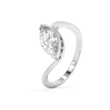 Marquise Solitaire Half Bezel Waved Lab Grown Diamond Engagement Ring
