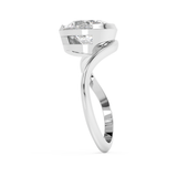 East West Oval Solitaire Half Bezel Waved Lab Grown Diamond Engagement Ring