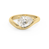 East West Pear Solitaire Curved Shank Lab Grown Diamond Engagement Ring