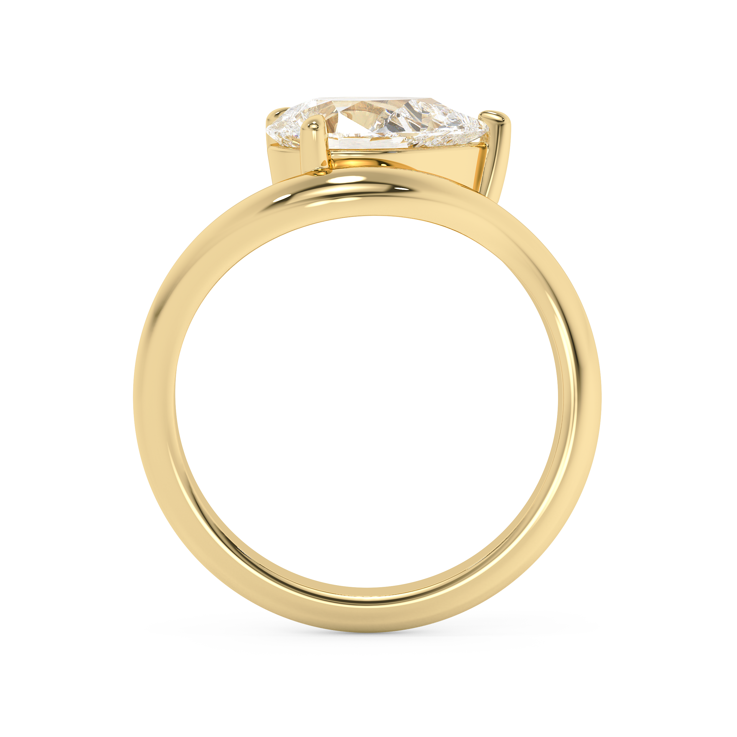 East West Pear Solitaire Curved Shank Lab Grown Diamond Engagement Ring