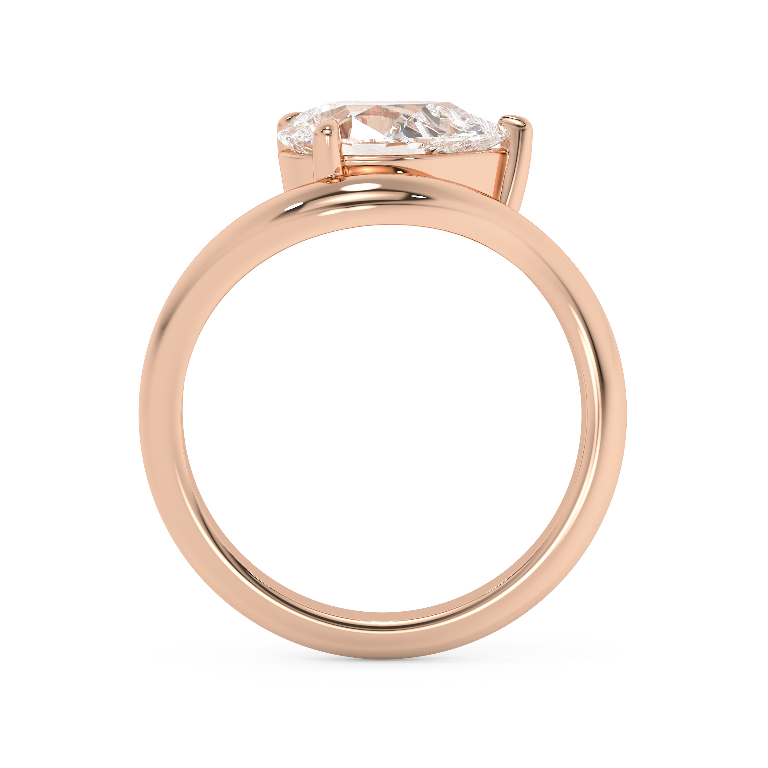 East West Pear Solitaire Curved Shank Lab Grown Diamond Engagement Ring