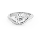 East West Pear Solitaire Curved Shank Lab Grown Diamond Engagement Ring