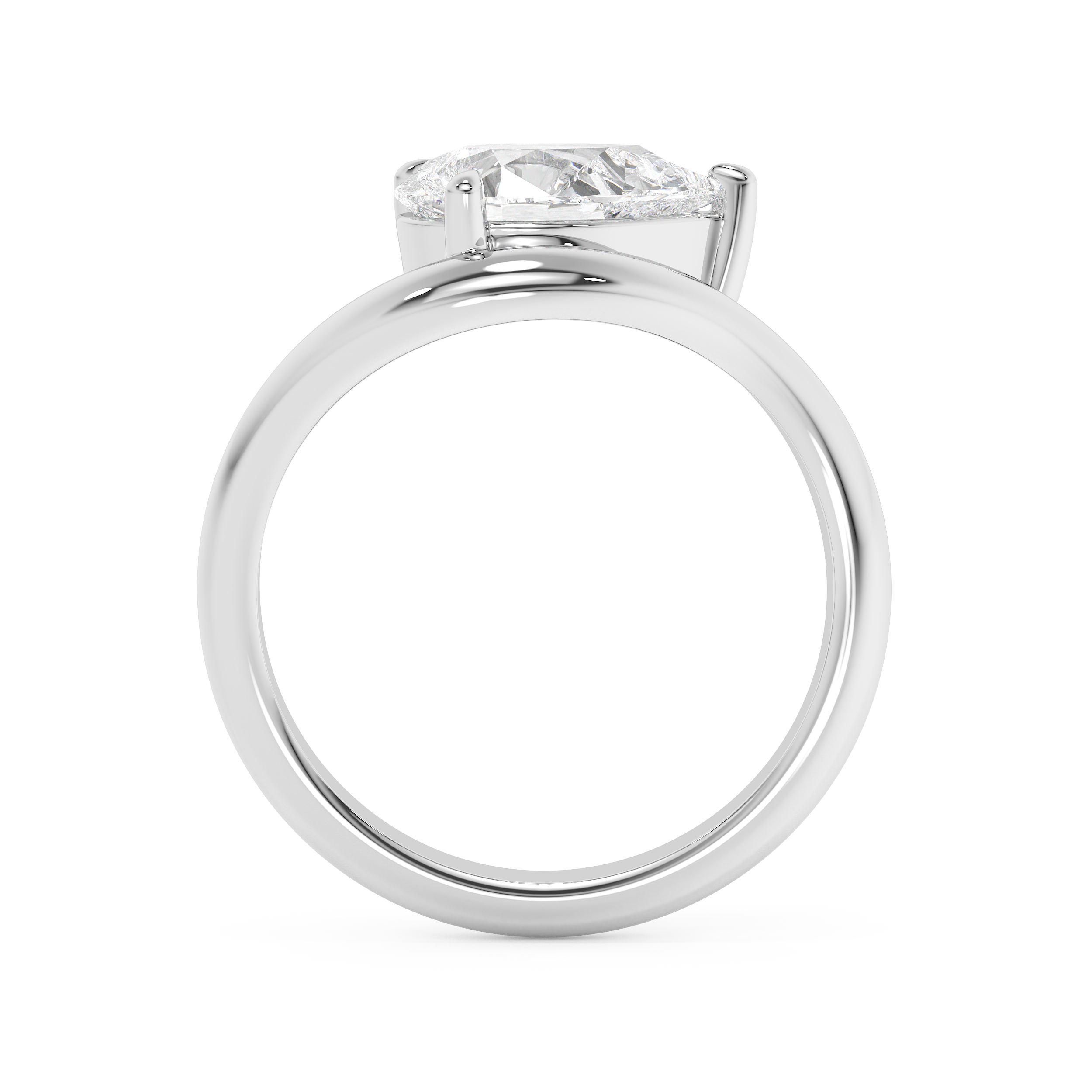 East West Pear Solitaire Curved Shank Lab Grown Diamond Engagement Ring