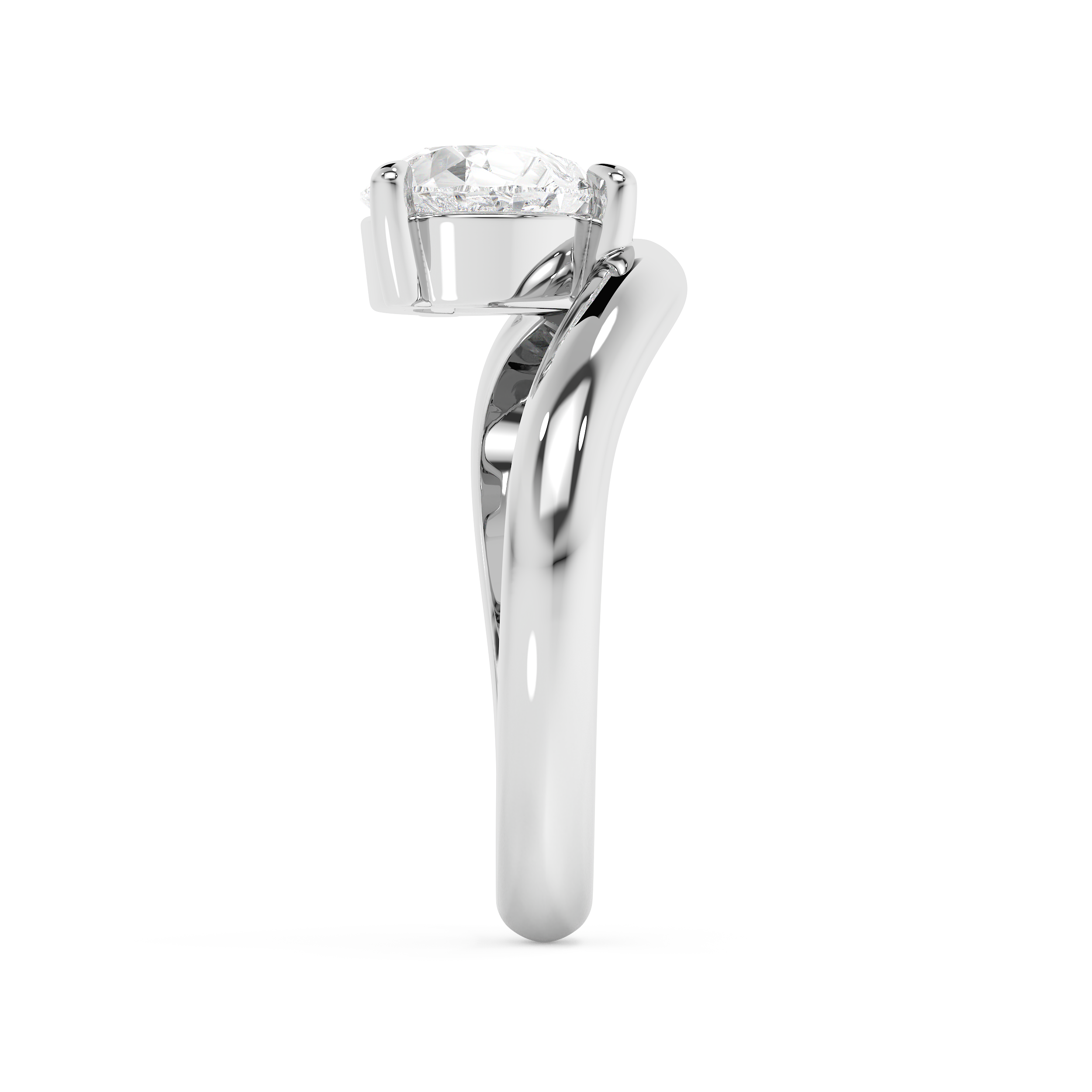East West Pear Solitaire Curved Shank Lab Grown Diamond Engagement Ring