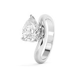 East West Pear Solitaire Curved Shank Lab Grown Diamond Engagement Ring