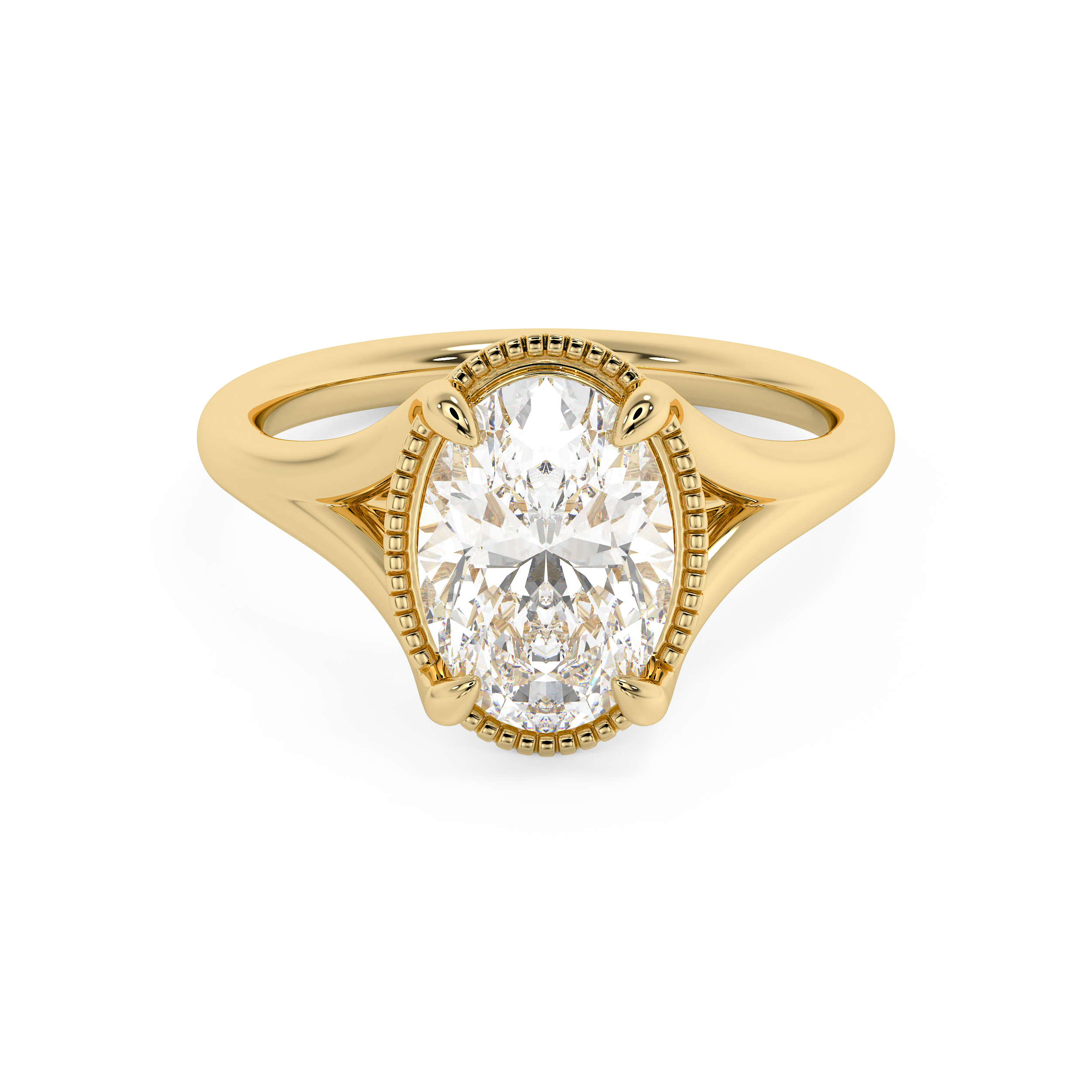 Oval Solitaire Split Shank Lab Grown Diamond Engagement Ring