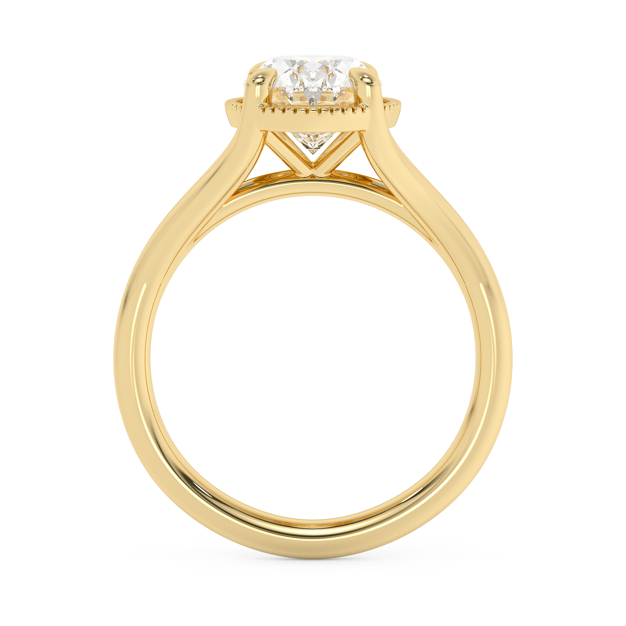 Oval Solitaire Split Shank Lab Grown Diamond Engagement Ring
