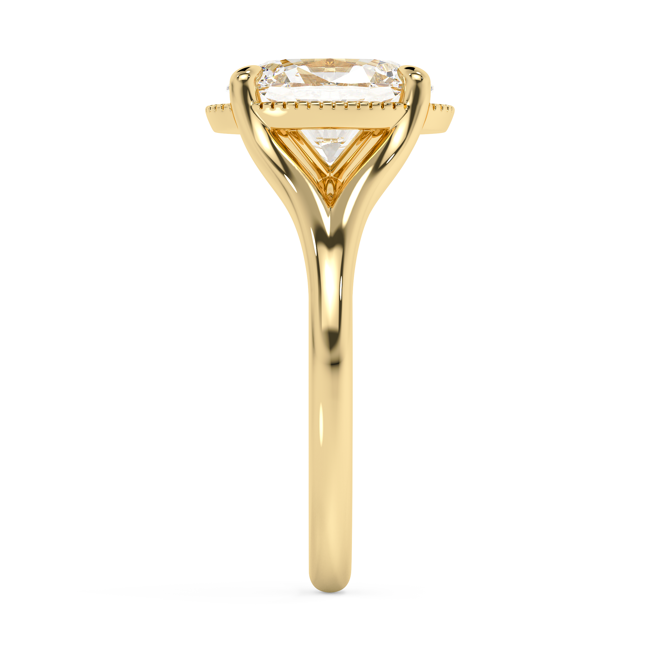 Oval Solitaire Split Shank Lab Grown Diamond Engagement Ring