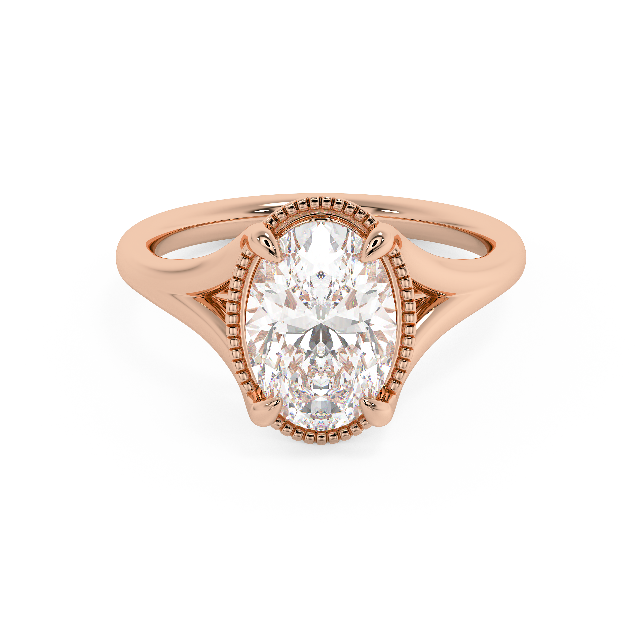 Oval Solitaire Split Shank Lab Grown Diamond Engagement Ring