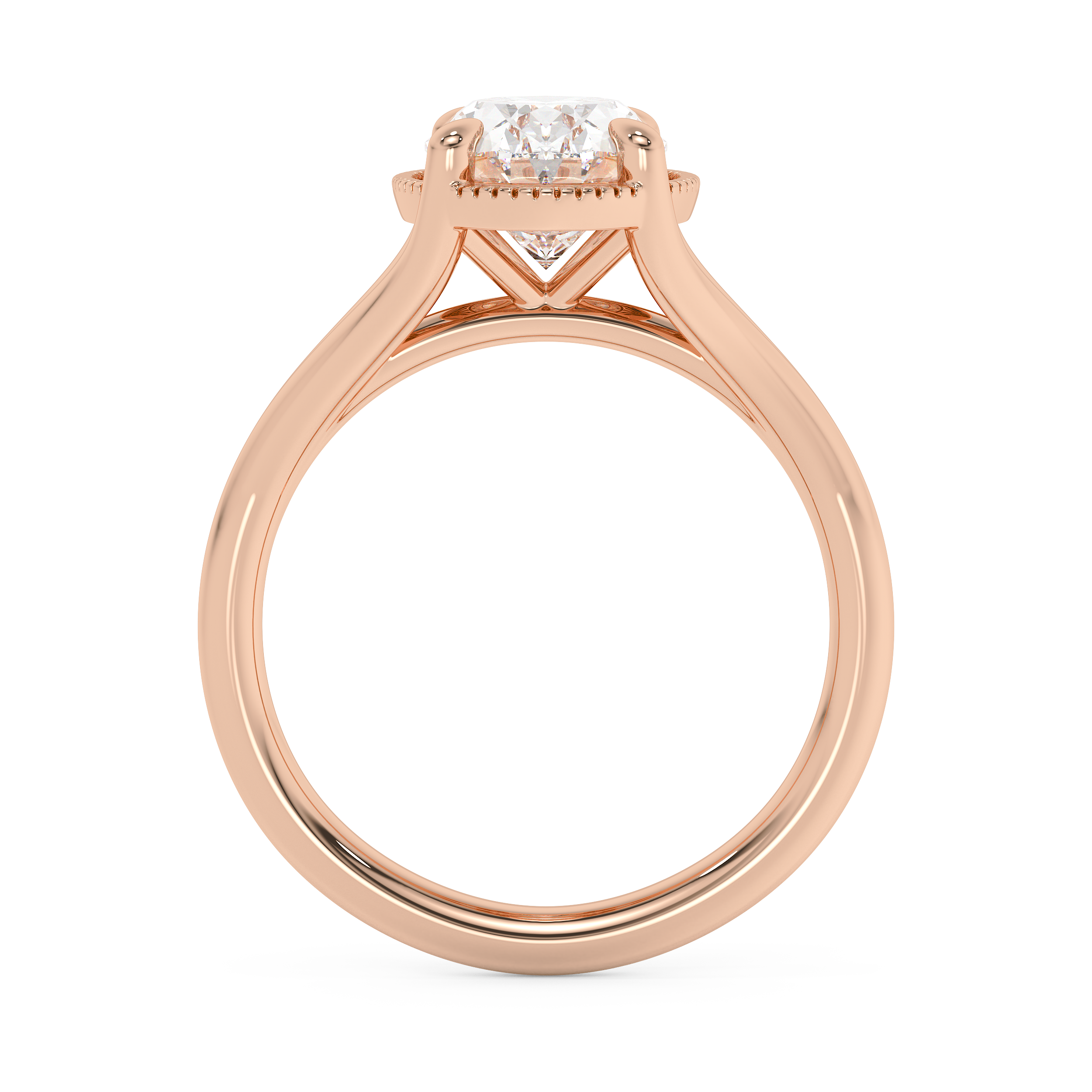 Oval Solitaire Split Shank Lab Grown Diamond Engagement Ring