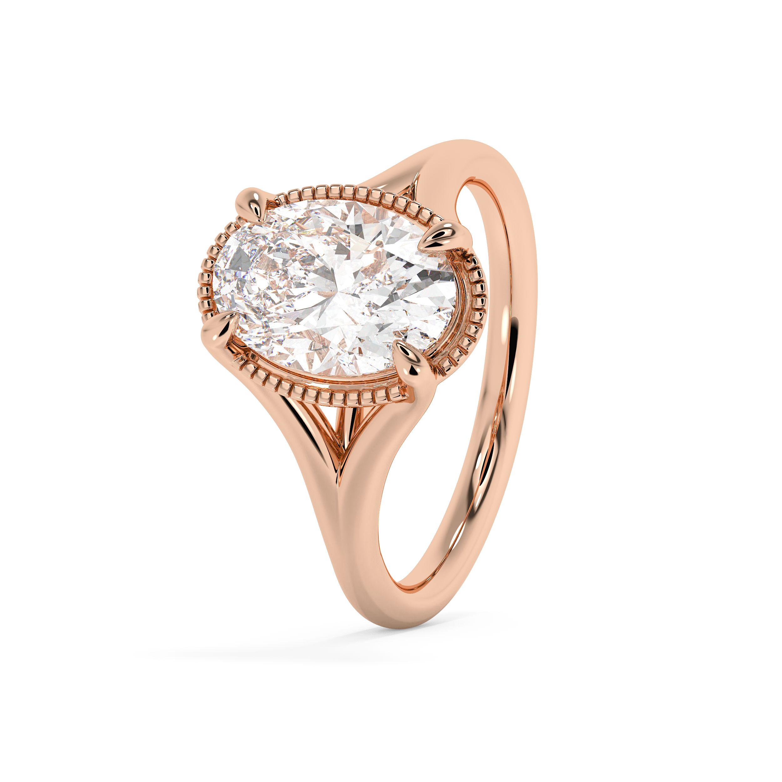 Oval Solitaire Split Shank Lab Grown Diamond Engagement Ring