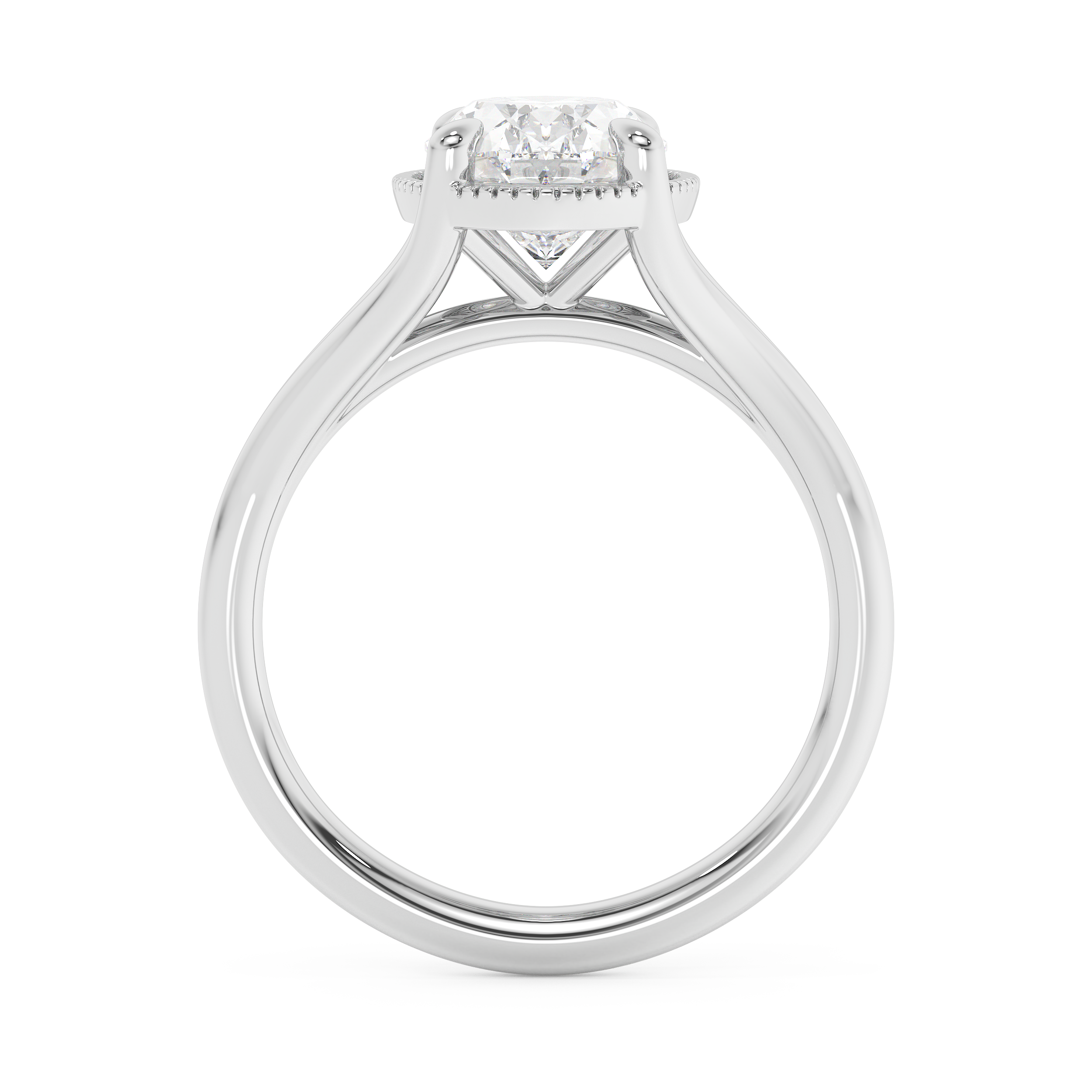 Oval Solitaire Split Shank Lab Grown Diamond Engagement Ring