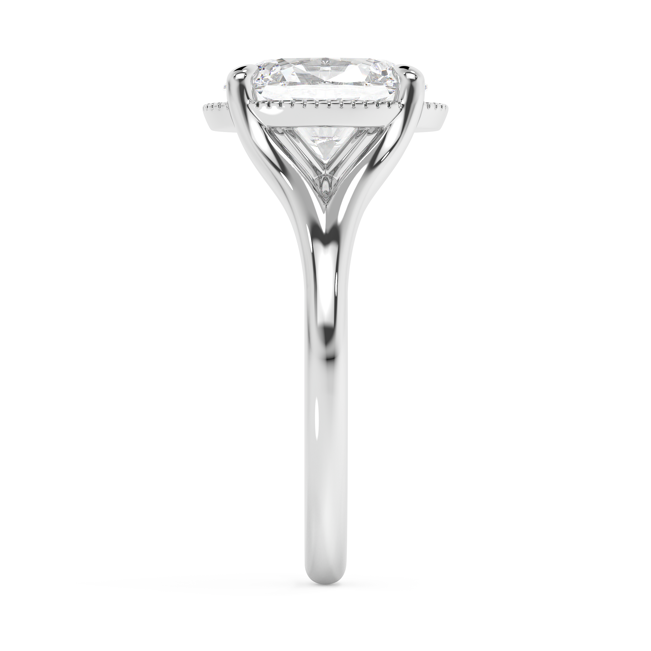 Oval Solitaire Split Shank Lab Grown Diamond Engagement Ring