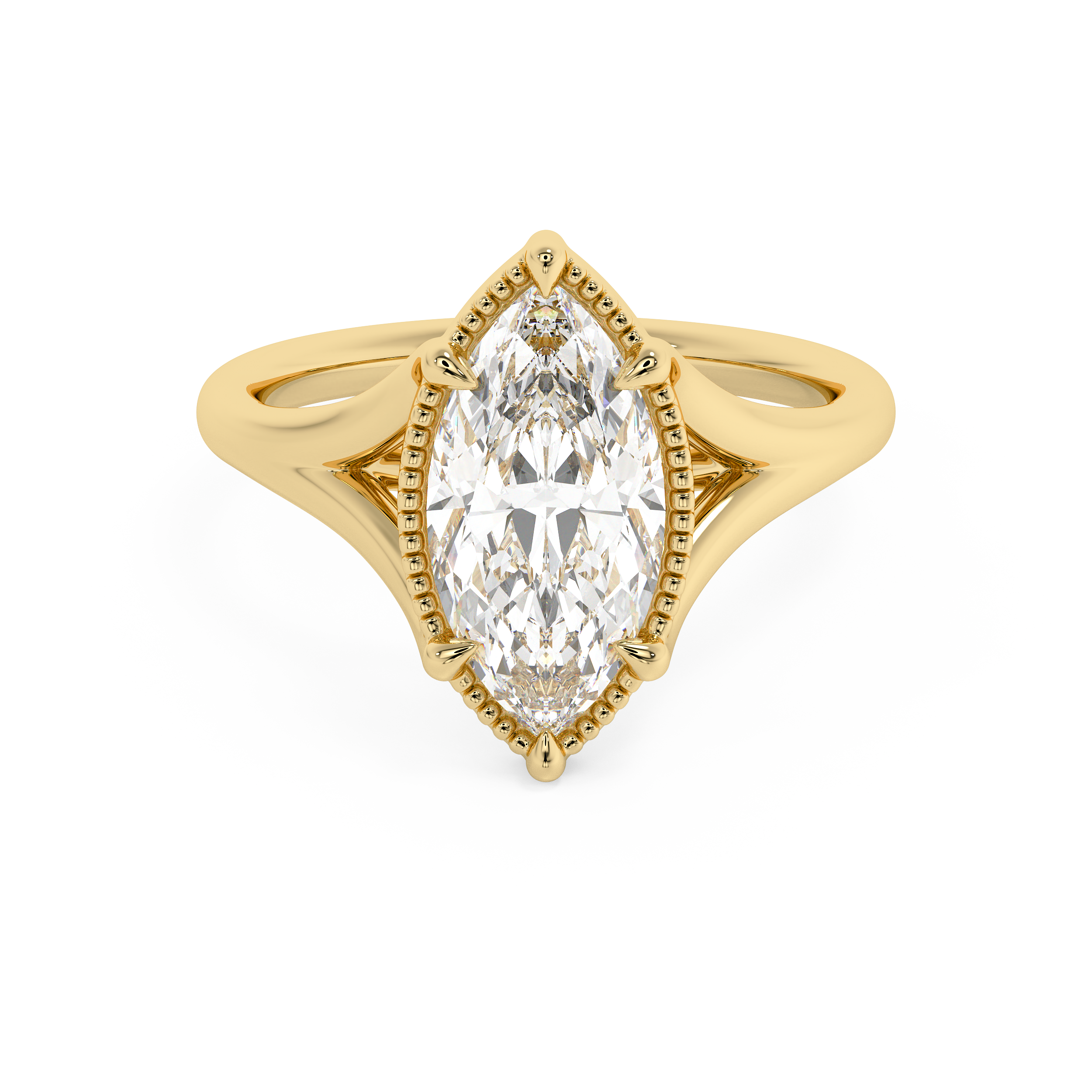 Marquise Solitaire Split Shank Lab Grown Diamond Engagement Ring