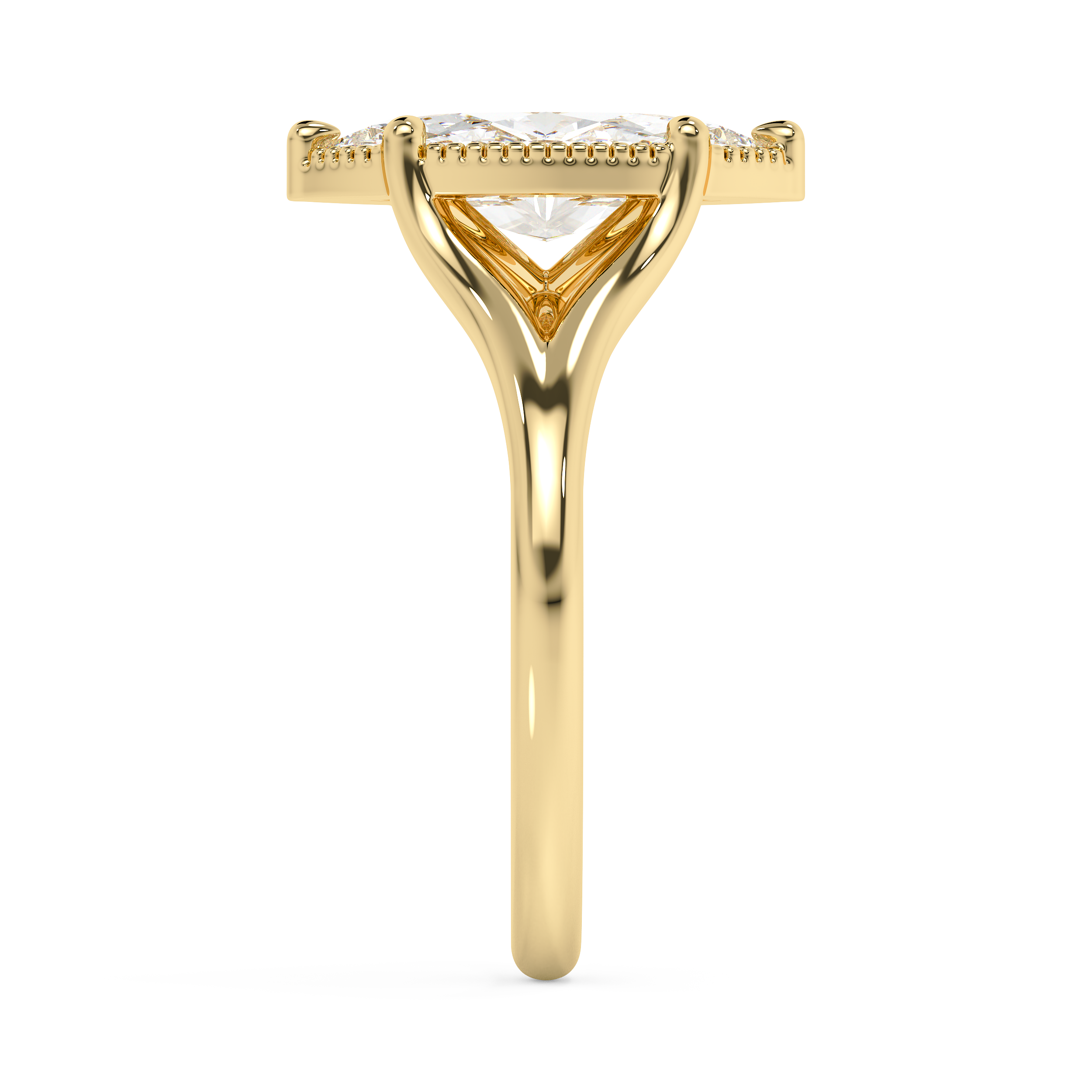 Marquise Solitaire Split Shank Lab Grown Diamond Engagement Ring